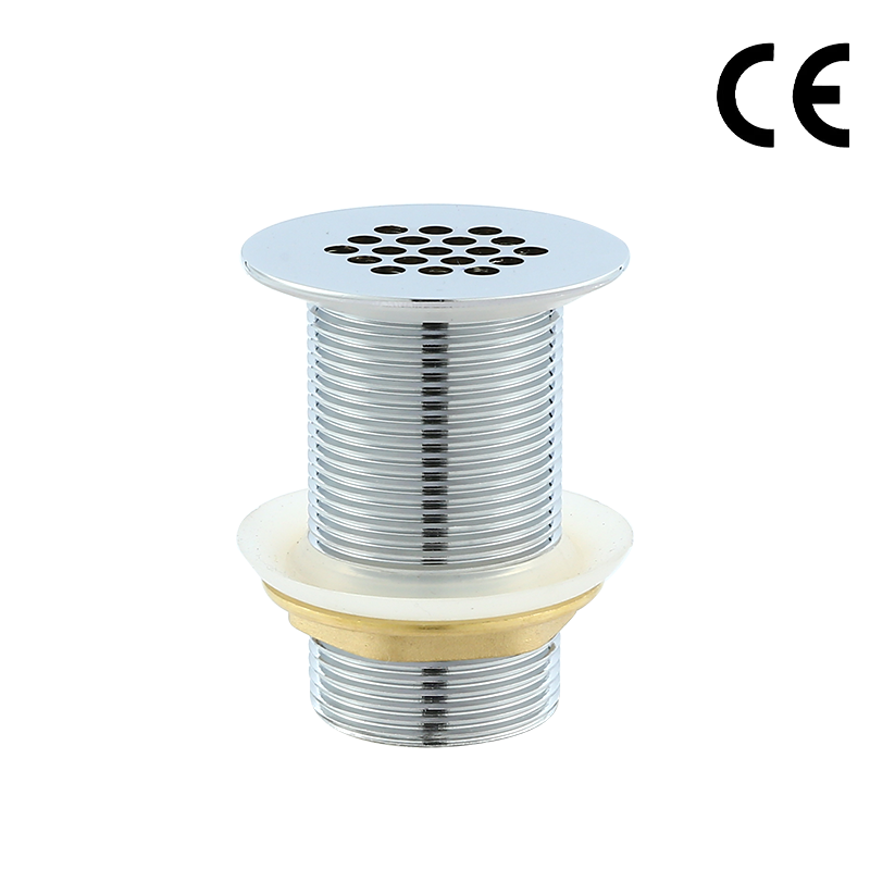 G1-1/4” 14 agujeros cromo latón libre flujo público lavabo desagüe baño colador tapón sin rebosadero EB5005